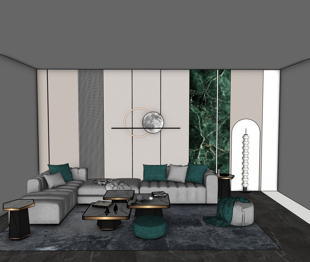 SketchUp living room design project preview — view 2
