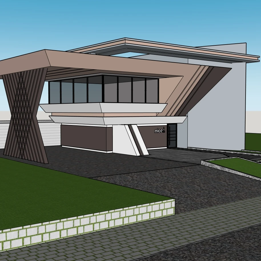 Modern Slanted-Roof House | SketchUp 2021 Model + Exterior Design - Image 7