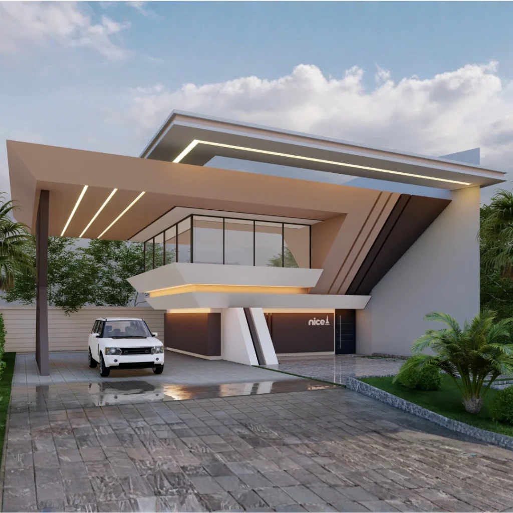 Modern Slanted-Roof House | SketchUp 2021 Model + Exterior Design