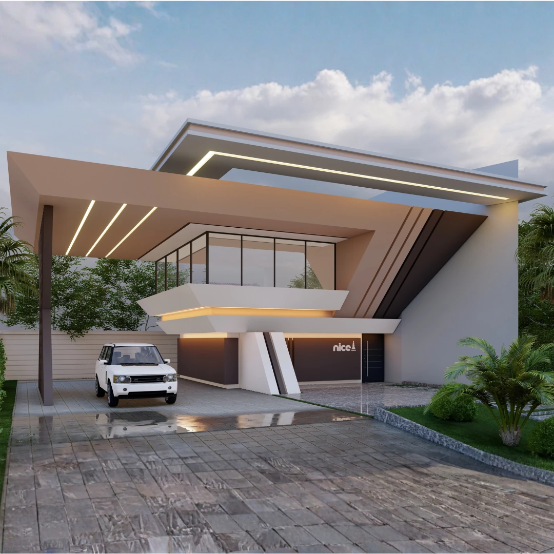 Modern Slanted-Roof House | SketchUp 2021 Model + Exterior Design
