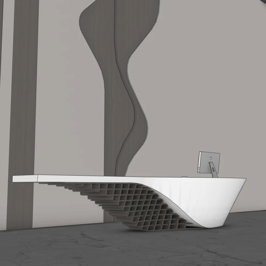 Modern Reception Wall & Desk Set – SketchUp 3D Model - Image 3