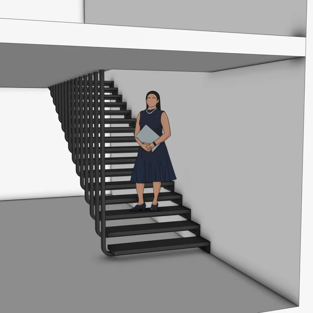 Modern Metal Staircase SketchUp Model – Industrial Interior Stair Design for Modern Spaces (Free)