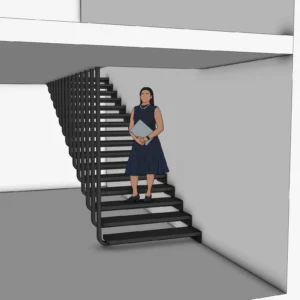 Modern Metal Staircase SketchUp Model – Industrial Interior Stair Design for Modern Spaces (Free)