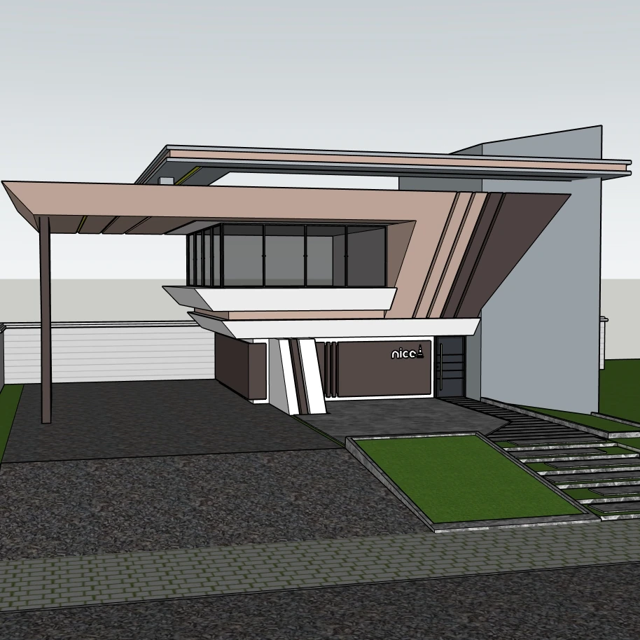 Modern Slanted-Roof House | SketchUp 2021 Model + Exterior Design - Image 6