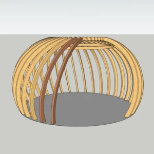 Parametric Wooden Pergola SketchUp Model – Curved Outdoor Pavilion Structure (Free)