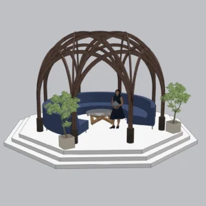 Parametric Garden Pavilion SketchUp Model – Outdoor Gazebo Seating Structure (Free)