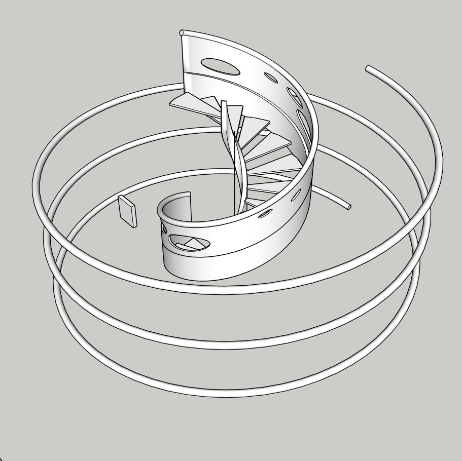 Modern Spiral Staircase SketchUp Model – Parametric Helical Stairs (Free)