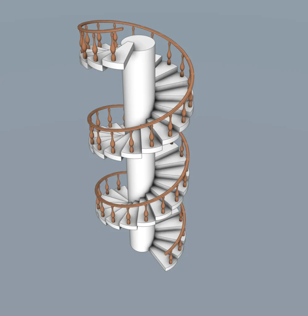 Modern Spiral Staircase SketchUp Model 2020 – Circular Helical Stair Design (Free)