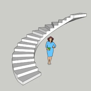 Modern Curved Floating Staircase SketchUp Model – Open Riser Interior Stairs (Free)