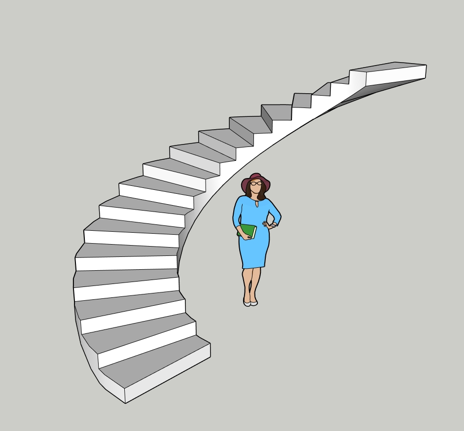 Modern Curved Floating Staircase SketchUp Model – Open Riser Interior Stairs (Free)