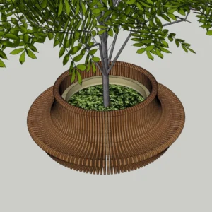 Parametric Circular Tree Bench 3D Model – Outdoor & Urban Seating – SketchUp 2018