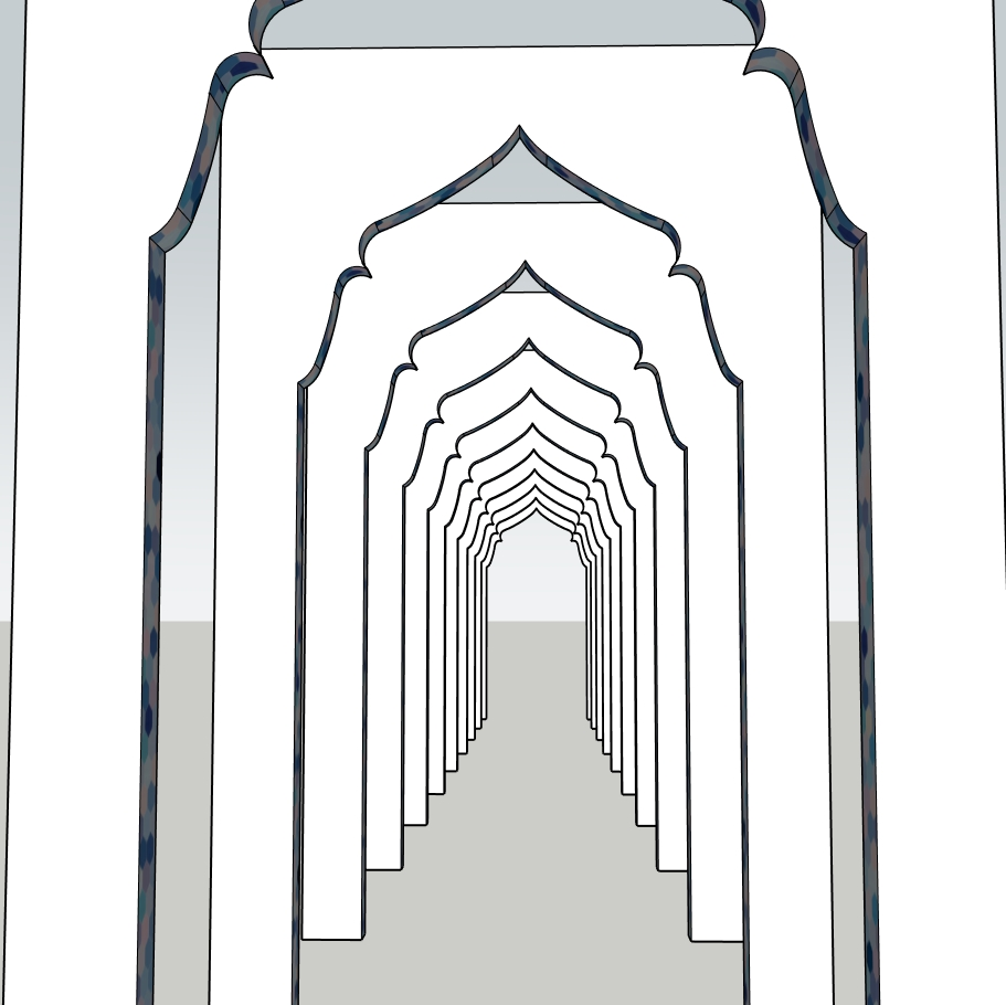 Parametric Arch Corridor SketchUp Model – Islamic Repeating Arch Tunnel (Free)