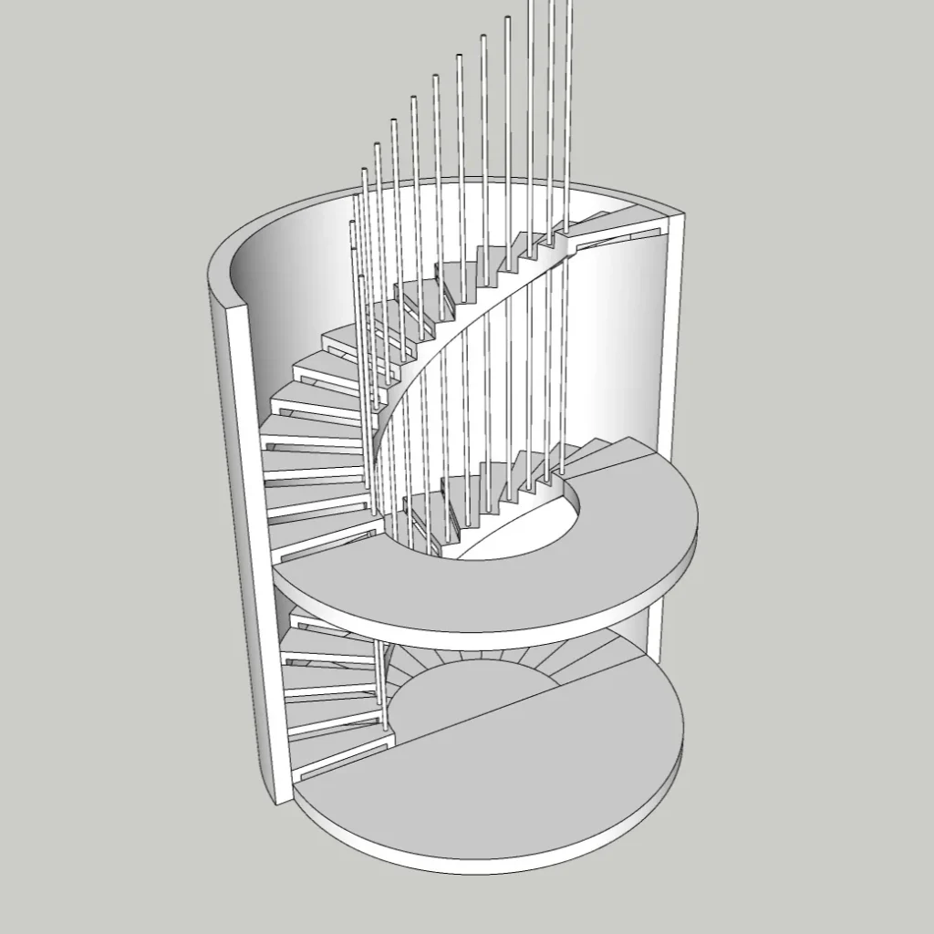 Modern Spiral Staircase 3D Model – Architectural Stair Design – SketchUp 2018