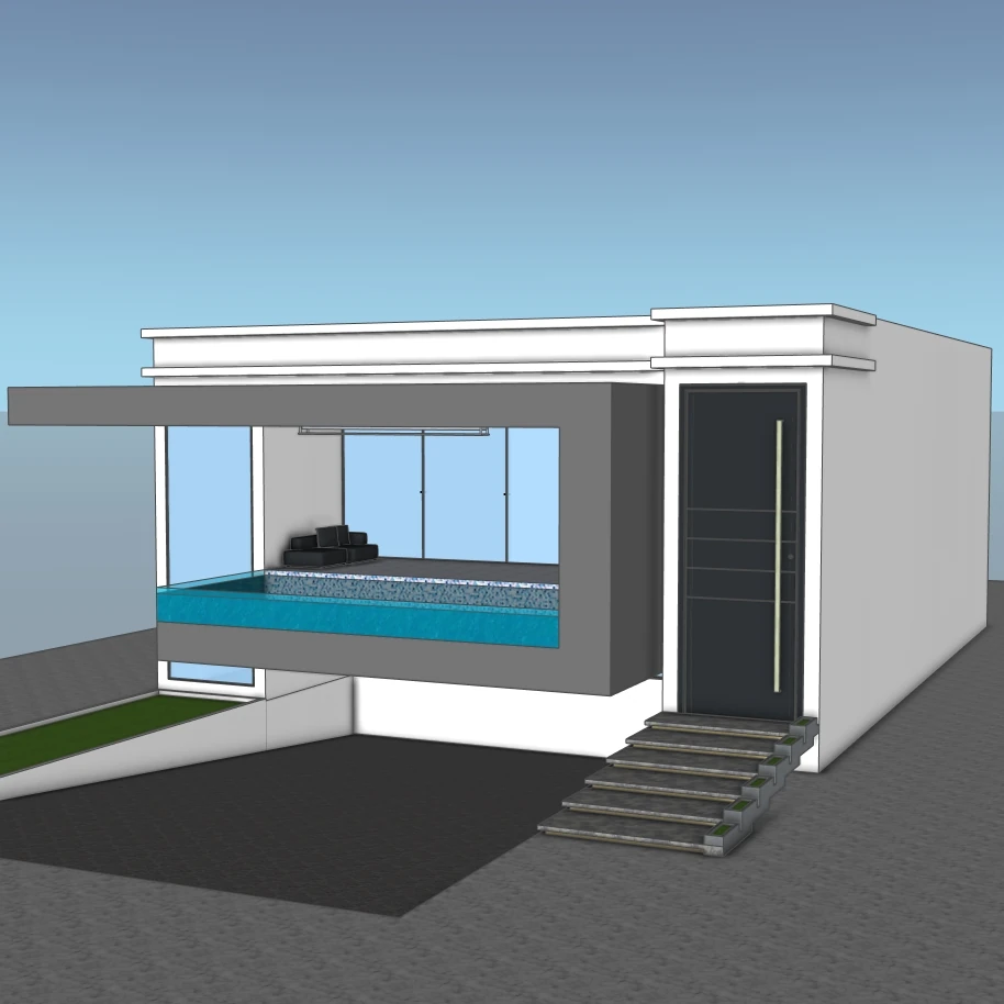 Modern Glass Villa With Infinity Pool | SketchUp 2021 Model - Image 6