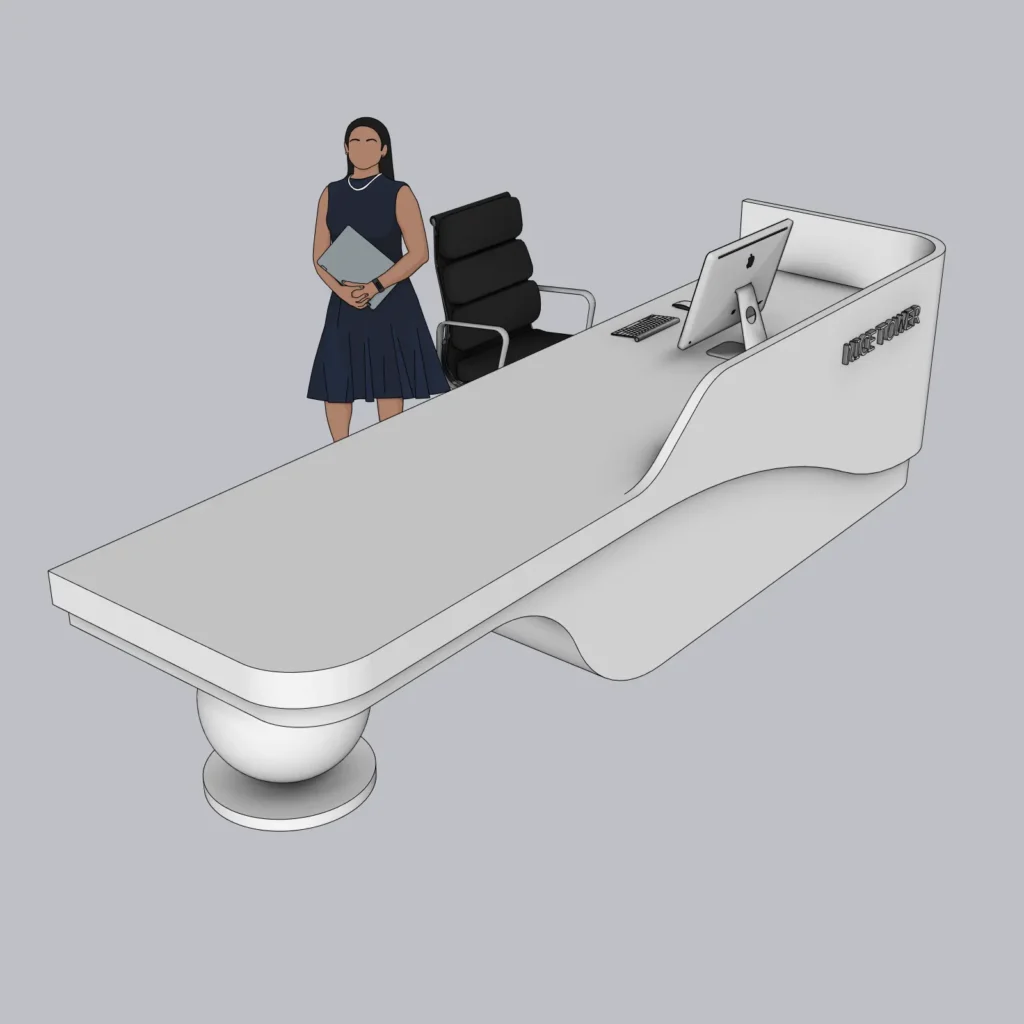 Modern Reception Desk SketchUp Model – Curved Office Counter for Lobby & Commercial Spaces (Free)