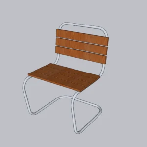 Modern Cantilever Chair SketchUp Model 2020 – Metal Frame Wooden Seat Chair (Free)