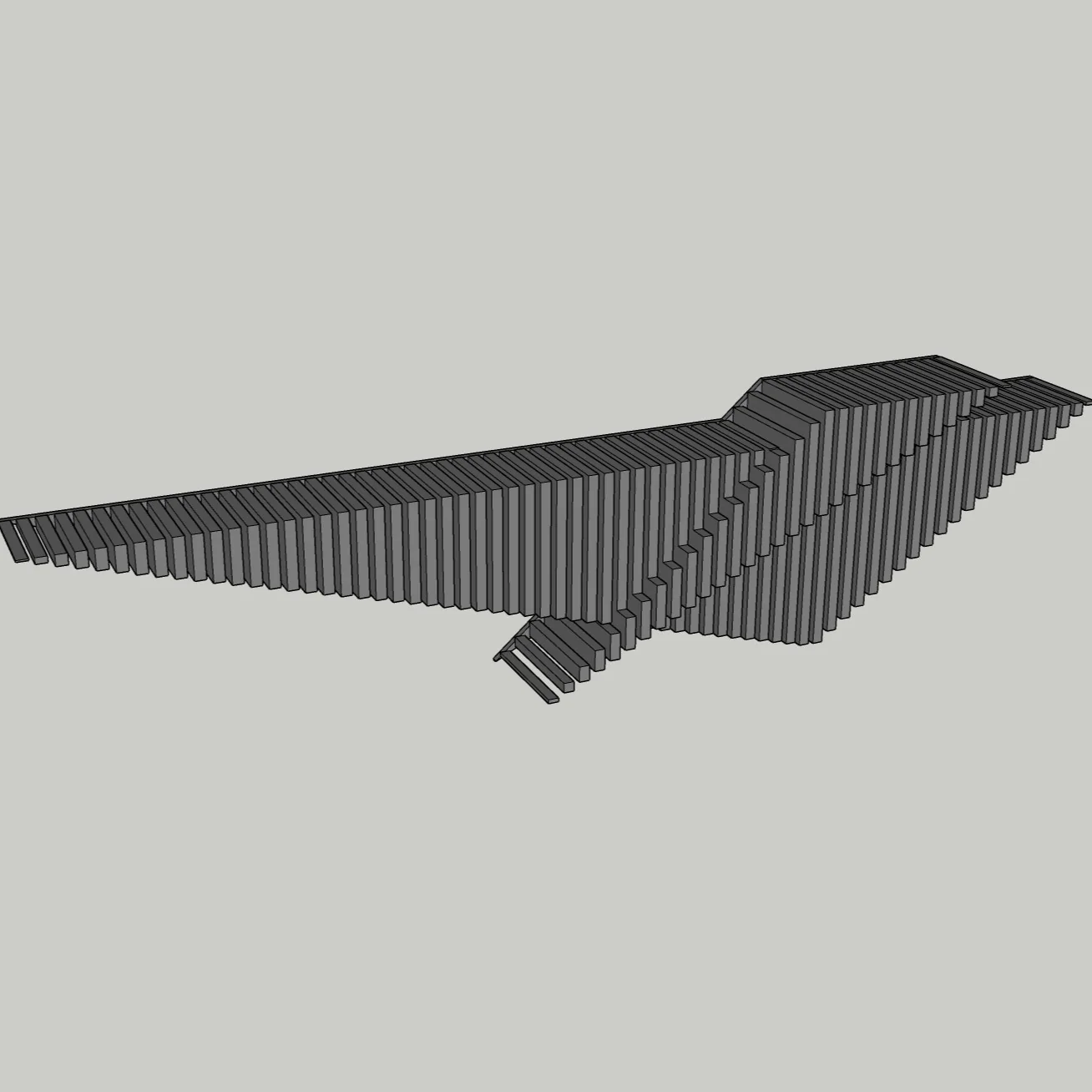 Ribbed Wall-Mounted TV Console – SketchUp 2018 | Modern Media Shelf