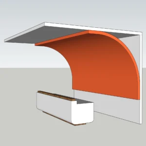 Modern Curved Reception Desk SketchUp Model – Feature Canopy Counter Design (Free)