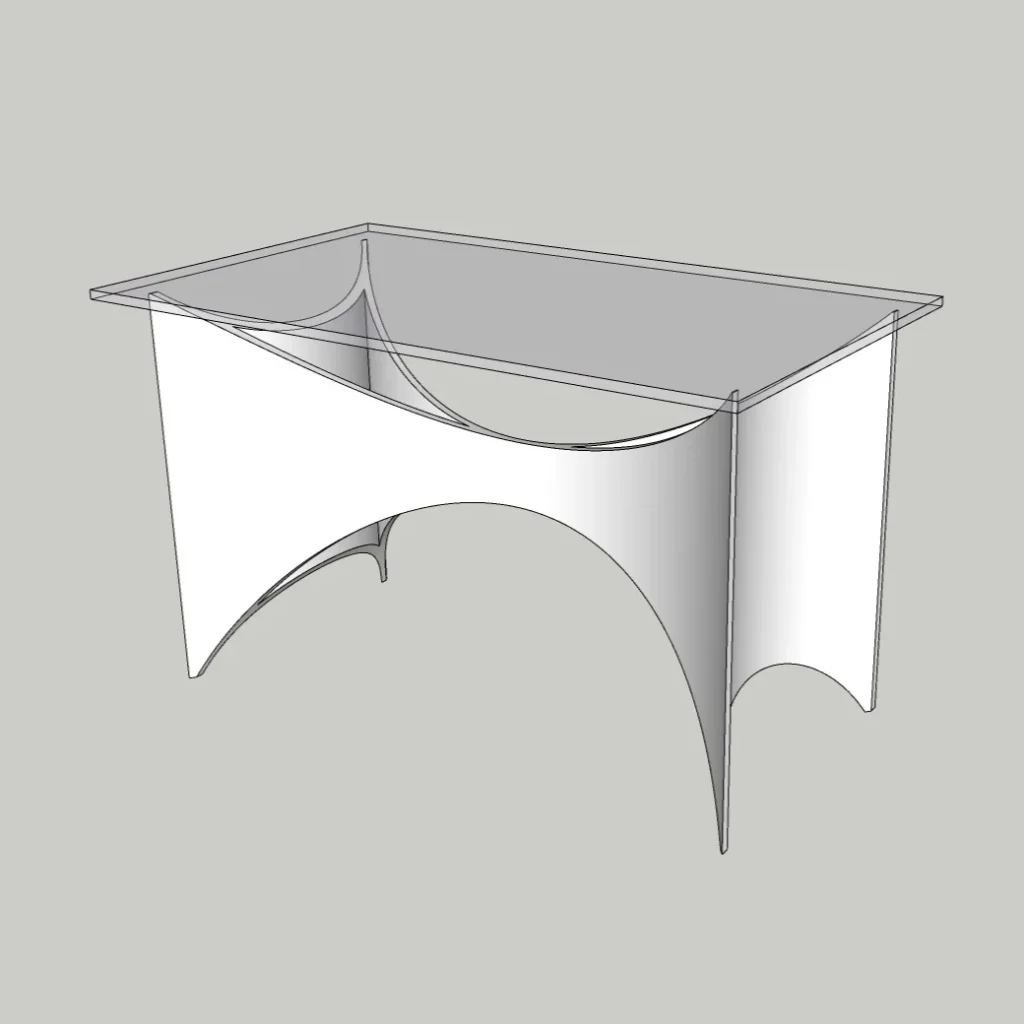 Modern Curved Desk 3D Model – Minimal Work Desk – SketchUp 2018