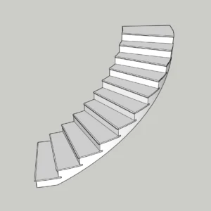 Quarter Turn Curved Staircase SketchUp Model – Modern Interior Stairs (Free)