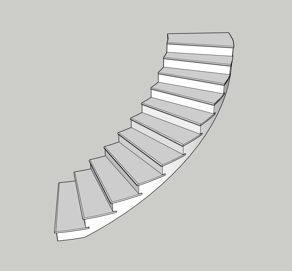 Quarter Turn Curved Staircase SketchUp Model – Modern Interior Stairs (Free)