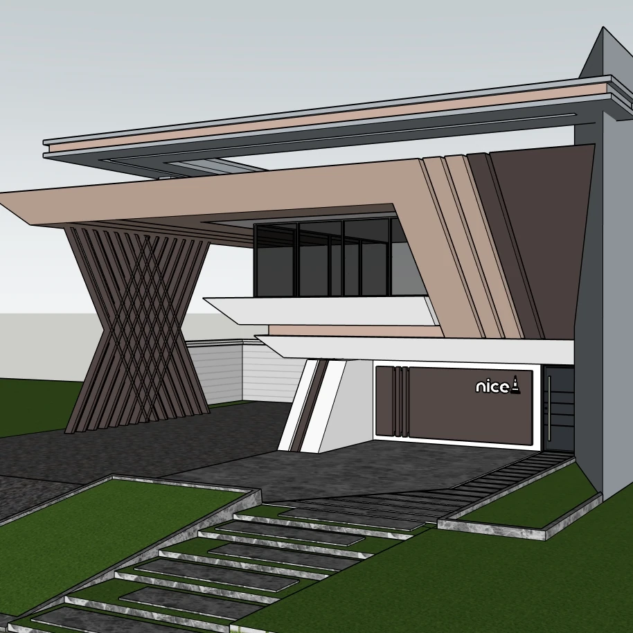 Modern Slanted-Roof House | SketchUp 2021 Model + Exterior Design - Image 5
