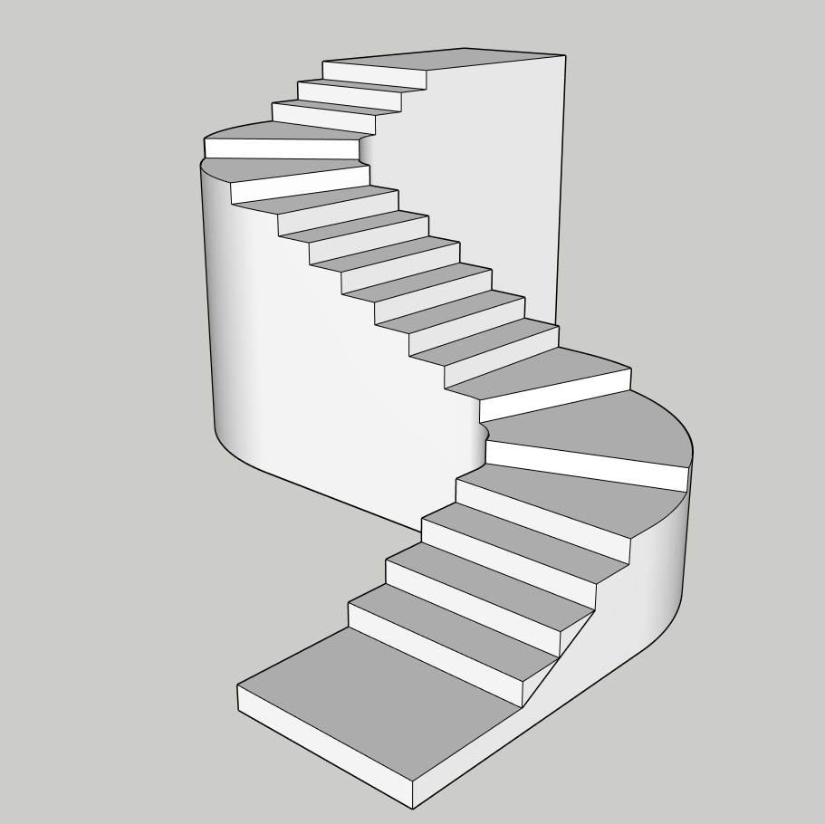 Modern S-Shaped Curved Staircase SketchUp Model – Sculptural Interior Stairs (Free)