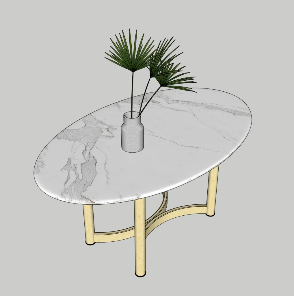 Luxury Marble Coffee Table SketchUp Model 2020 – Modern Gold Base Living Room Table (Free)