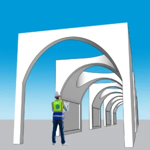 Modern Interior Arch Corridor SketchUp Model – Repeating Archway System (Free)