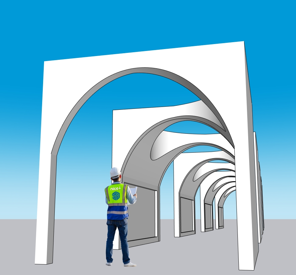 Modern Interior Arch Corridor SketchUp Model – Repeating Archway System (Free)