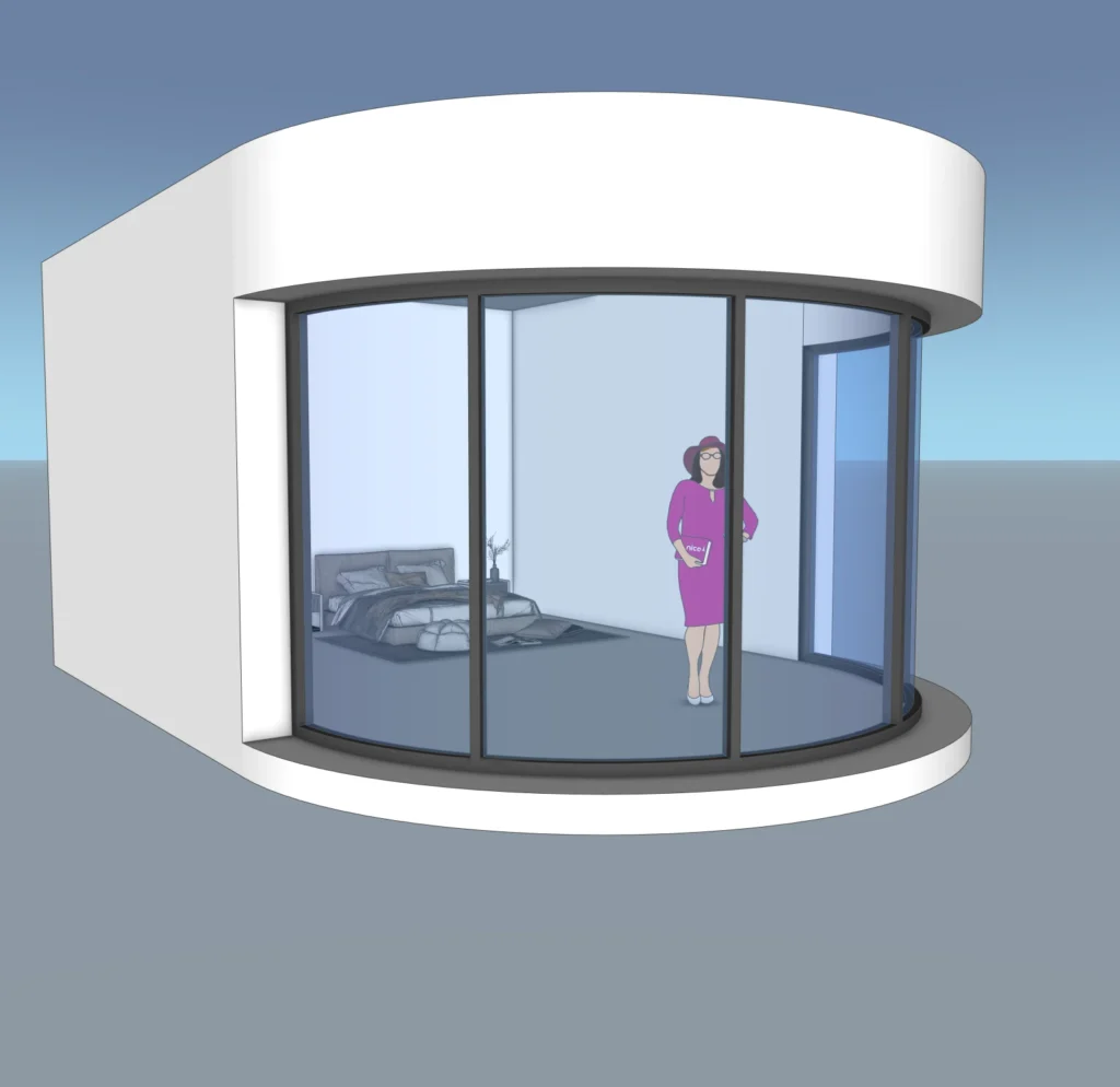 Modern Curved Glass Pavilion SketchUp Model 2020 – Circular Glass Room for Architectural Visualization