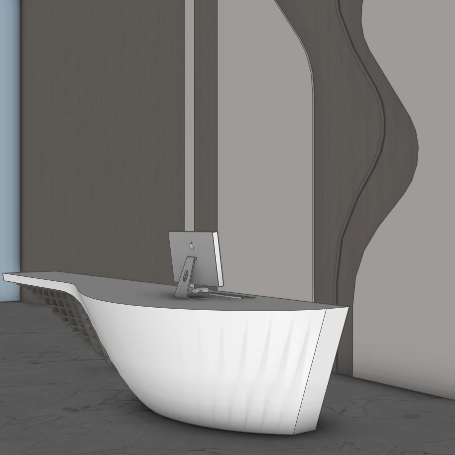 Modern Reception Wall & Desk Set – SketchUp 3D Model - Image 4