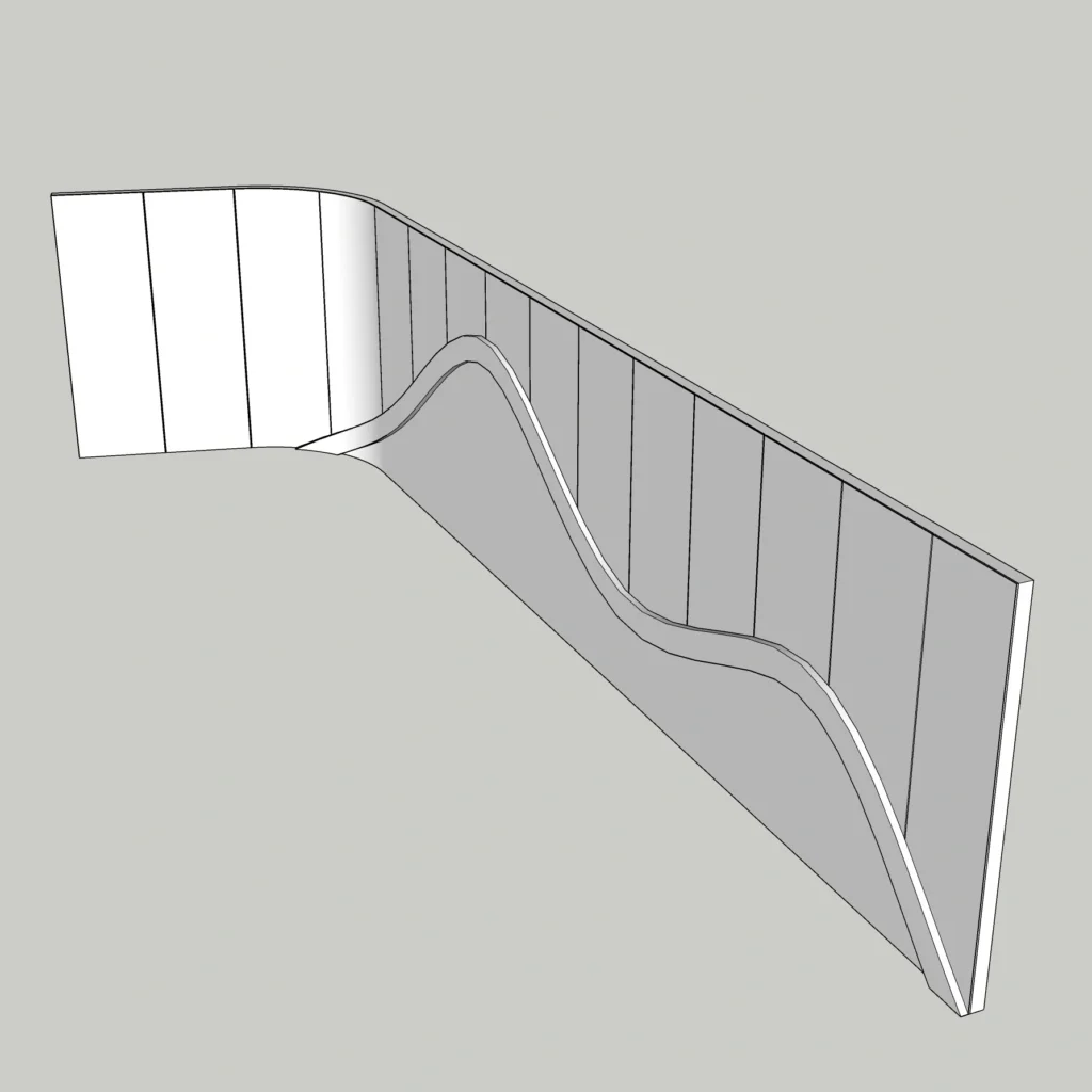 Modern Curved Corridor Wall Panel SketchUp Model – Decorative Wave Feature Wall (Free)
