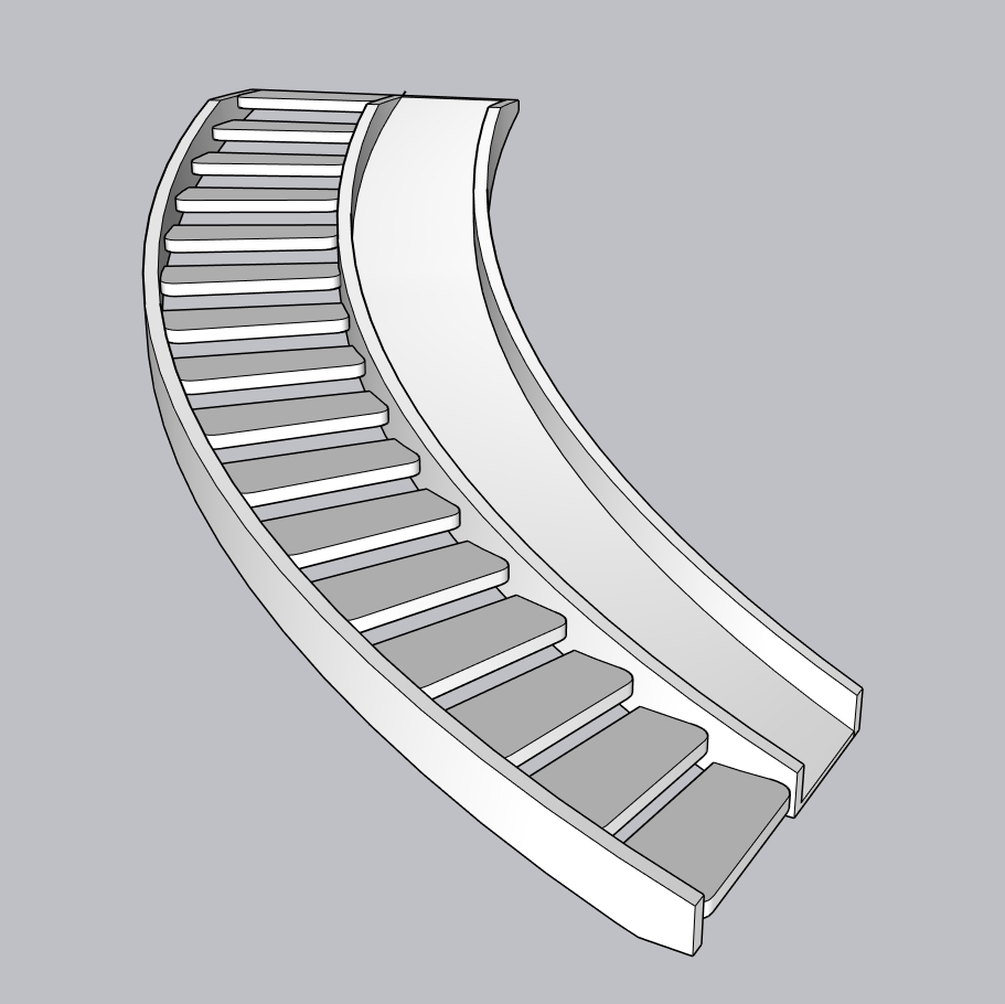 Parametric Curved Staircase SketchUp Model – Modern Arc Stair Design (Free)