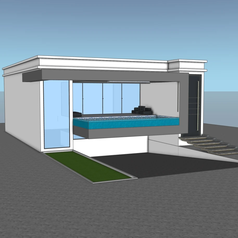 Modern Glass Villa With Infinity Pool | SketchUp 2021 Model - Image 2