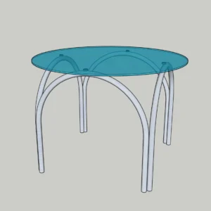 Round Glass Side Table SketchUp Model – Modern Metal Legs (Free)