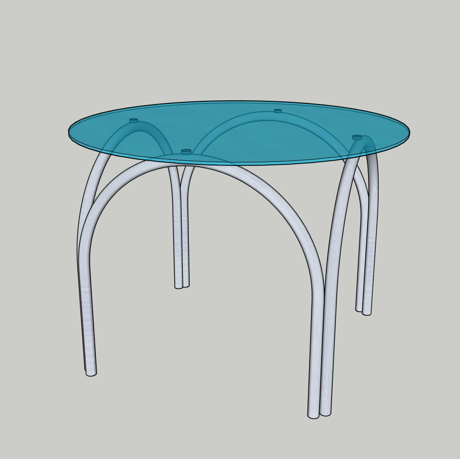 Round Glass Side Table SketchUp Model – Modern Metal Legs (Free)
