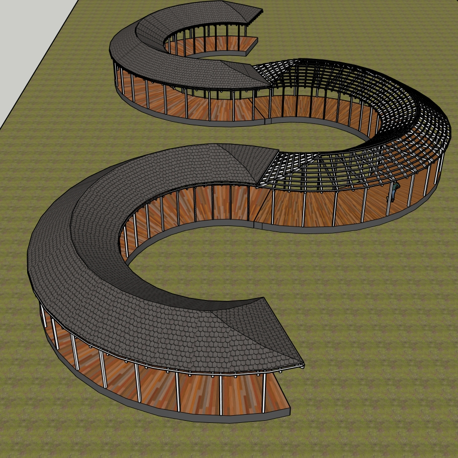 Parametric S-Shape Pavilion SketchUp Model – Organic Curved Exhibition Structure (Free)