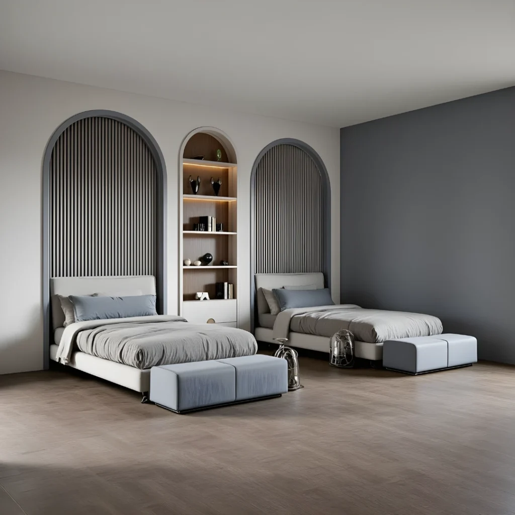 Arched Wall Bookshelf & Bedroom Feature Unit – SketchUp 3D Model