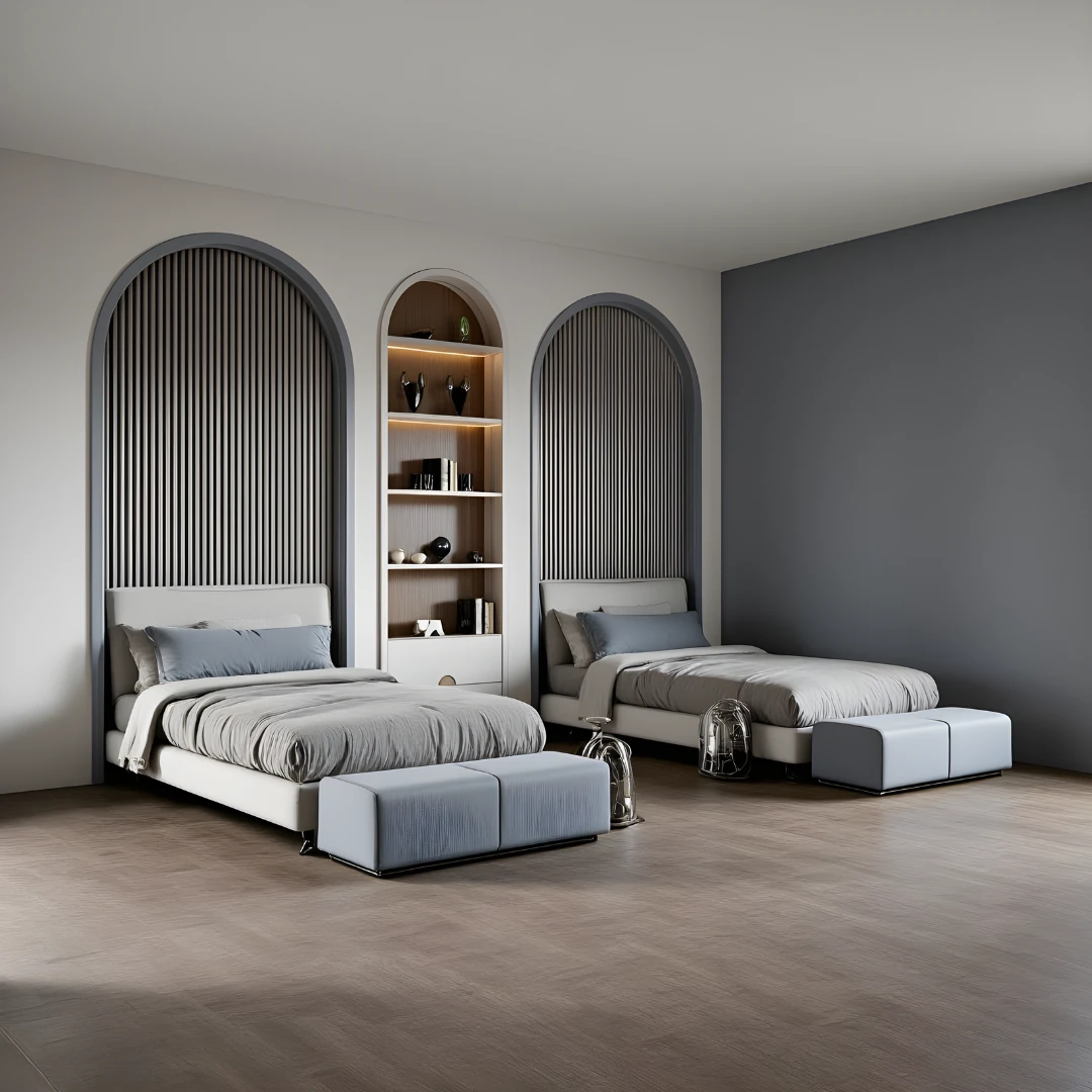 Arched Wall Bookshelf & Bedroom Feature Unit – SketchUp 3D Model
