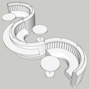 Curved Sculptural Seating Installation 3D Model – Parametric Interior Concept – SketchUp 2018