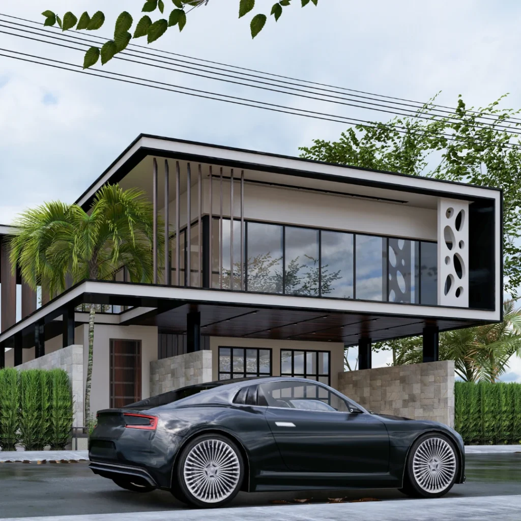Modern Two-Story House Exterior | SketchUp 2021 Model