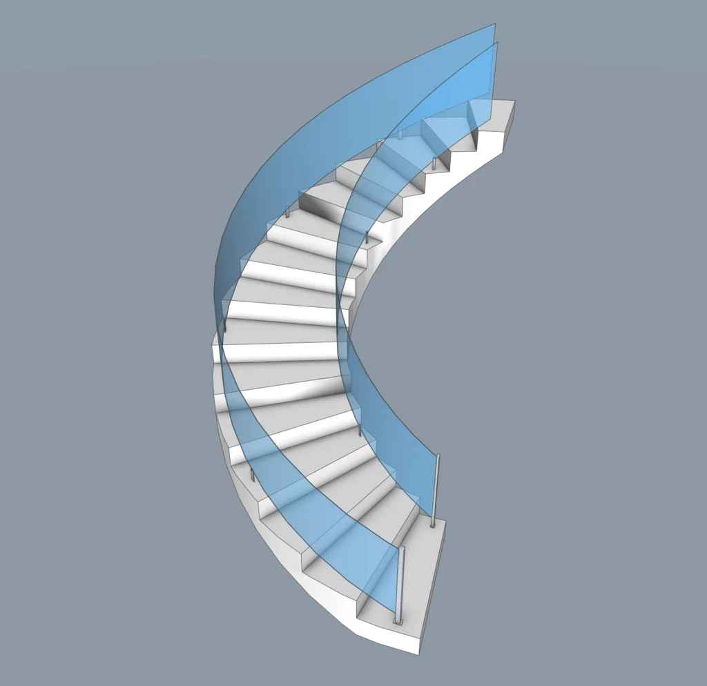 Modern Curved Staircase SketchUp Model 2020 – Helical Stair Design for Luxury Interiors (Free)