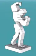 Small white human figure reference on a turquoise background