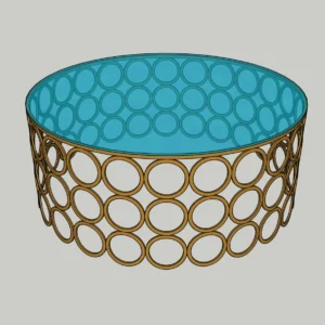 Round Decorative Coffee Table SketchUp Model – Patterned Metal Base (Free)