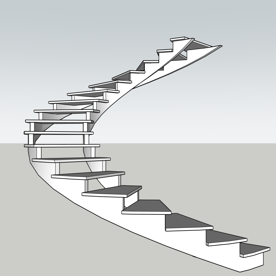 Modern Curved Floating Staircase SketchUp Model – Luxury Spiral Design (Free)