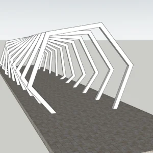 Parametric Curved Pergola SketchUp Model – Modern Outdoor Tunnel Structure (Free)