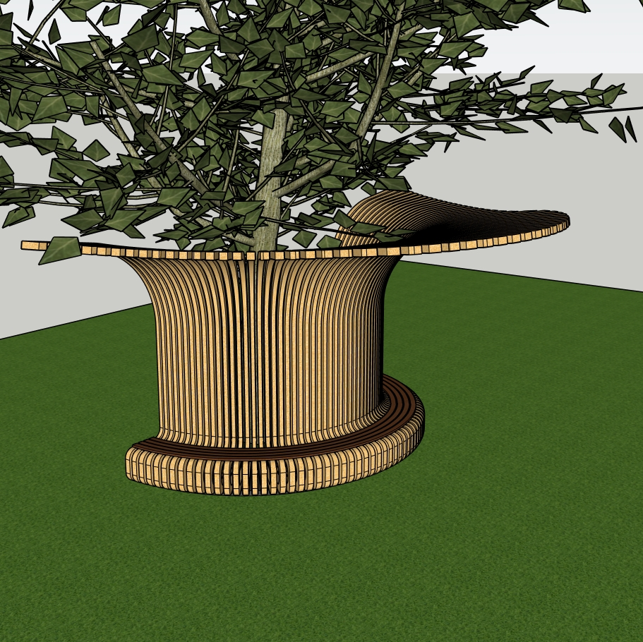 Parametric Tree Bench SketchUp Model – Circular Park Seating for Landscape Design (Free)