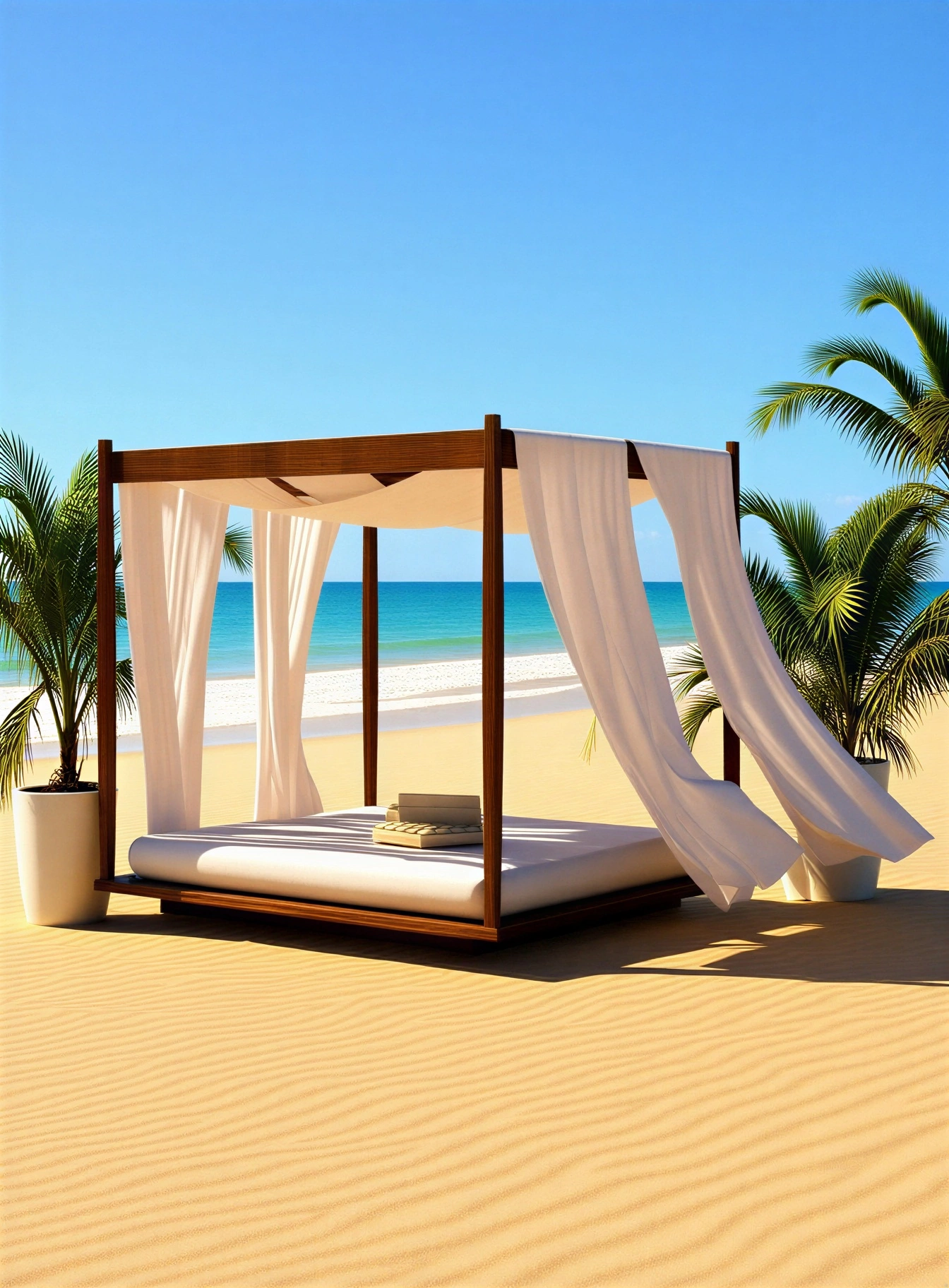 Modern Outdoor Canopy Daybed Pergola SketchUp Model – Luxury Wooden Lounge Bed (Free) - Image 3