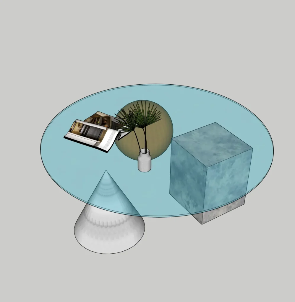Modern Coffee Table Set SketchUp Model 2020 – Abstract Geometric Glass Tables (Free)